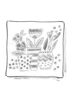 Bestickte Kissenhülle „Flower pots“ aus Bio-Baumwolle