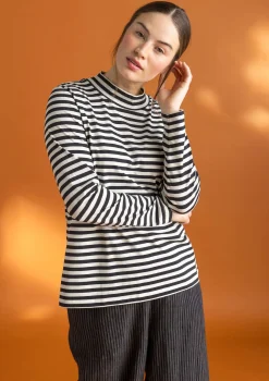 Gestreiftes Stehkragenshirt aus Bio-Baumwolle