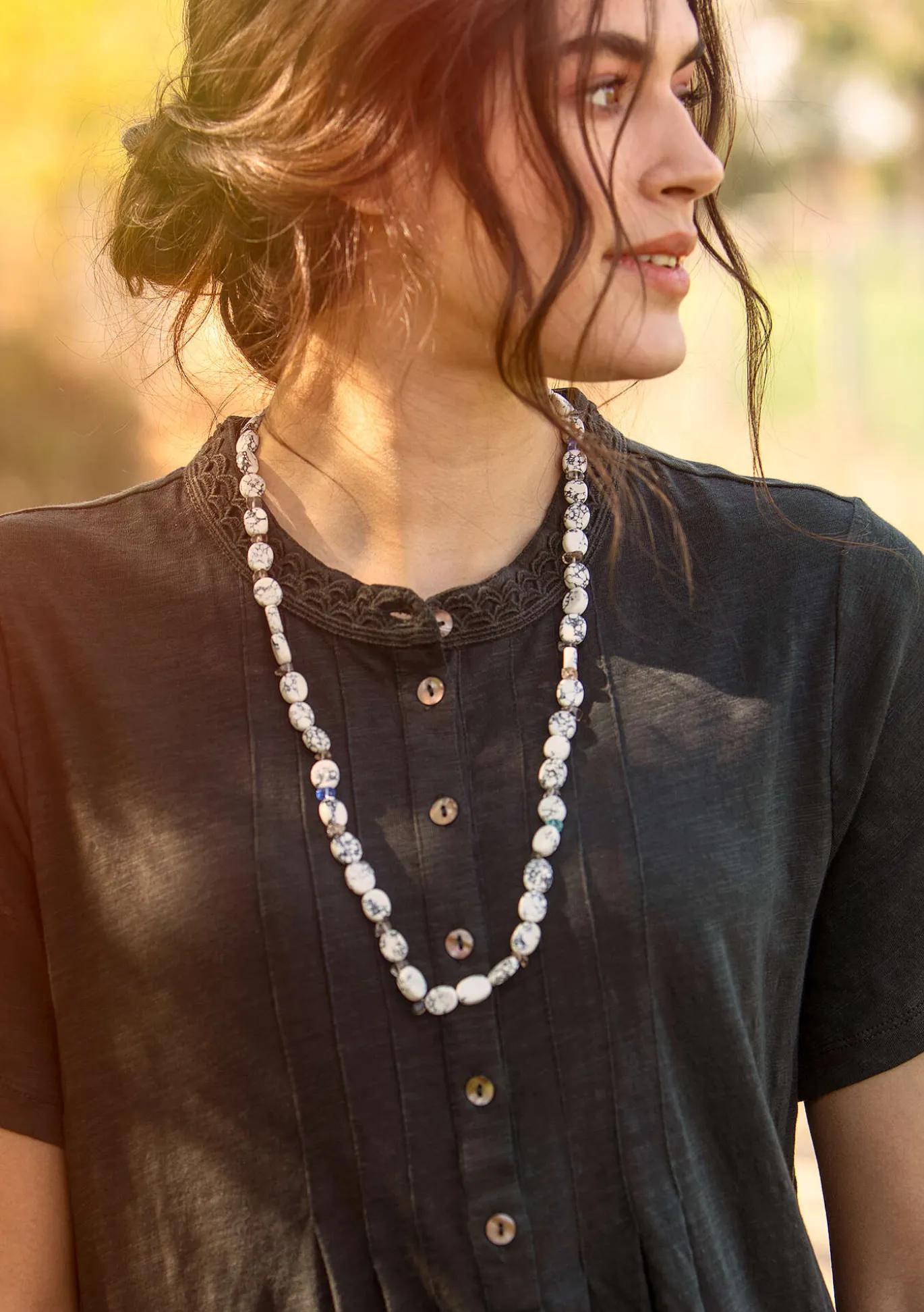 Halskette „Strandfynd“ aus Recycling-Glas/Recycling-Keramik