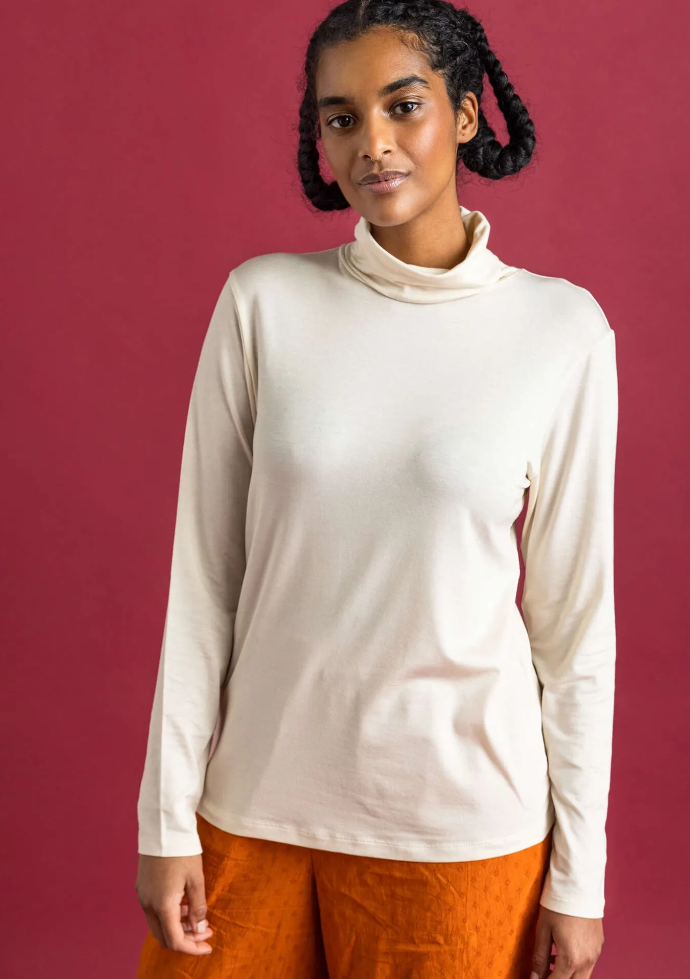 Jersey-Rollkragenshirt aus Lyocell/Elasthan