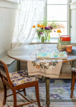 Kurze Gardine „Flower pots“ aus Bio-Baumwolle