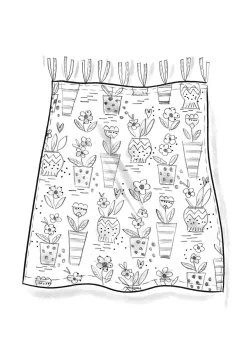 Kurze Gardine „Flower pots“ aus Bio-Baumwolle