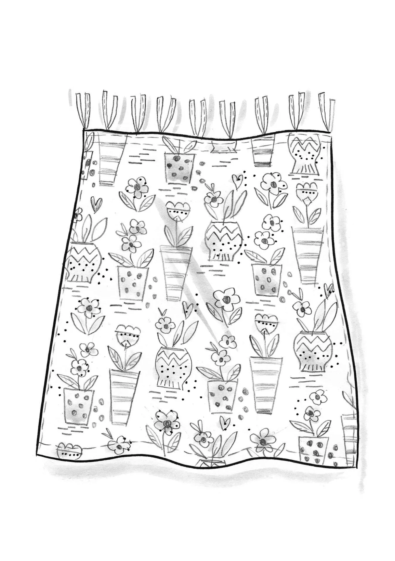 Kurze Gardine „Flower pots“ aus Bio-Baumwolle