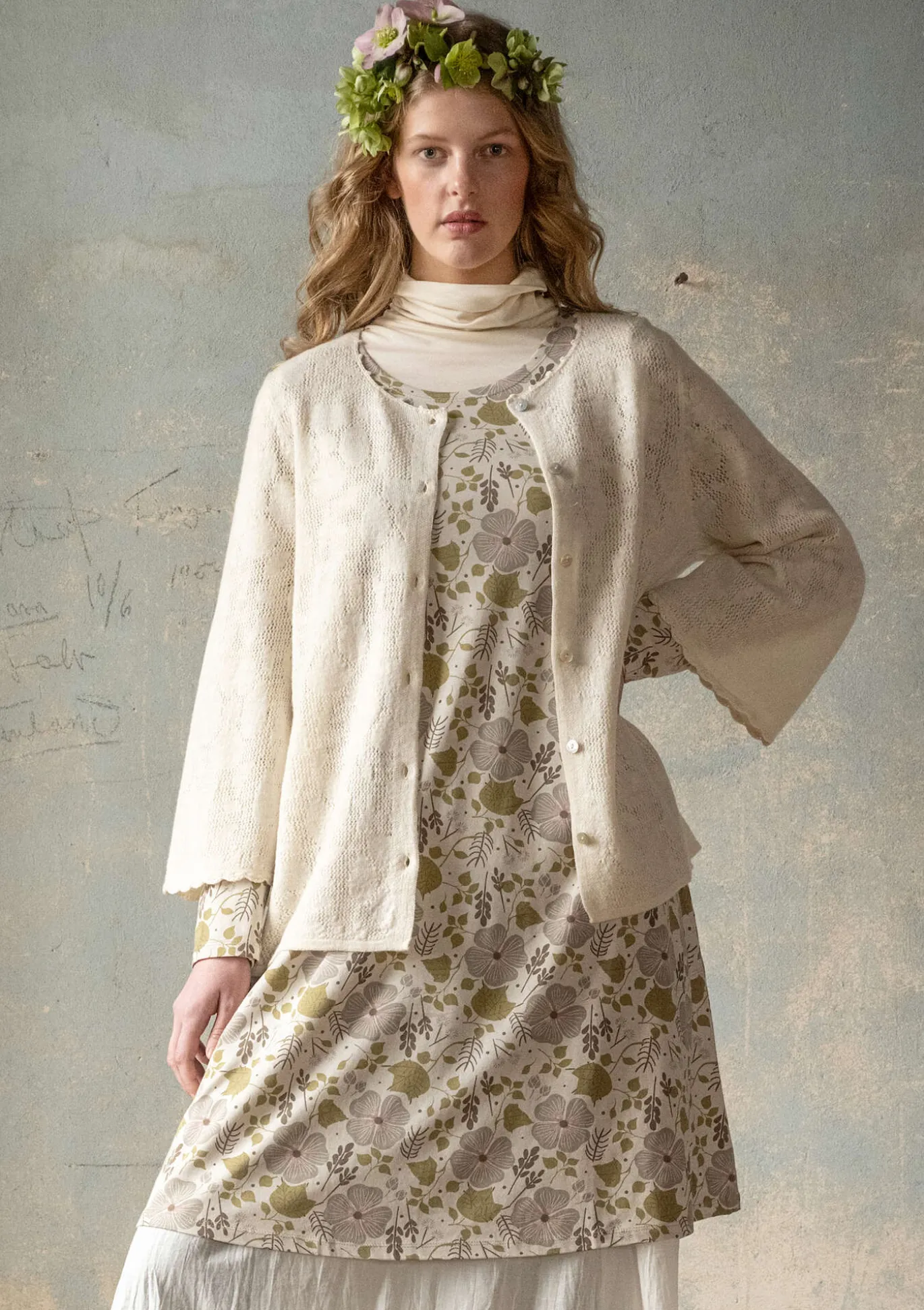 Pointelle-Strickjacke „Blomstra“ aus Bio-Wolle