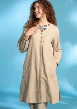 Webkleid aus Bio-Baumwolle/Leinen