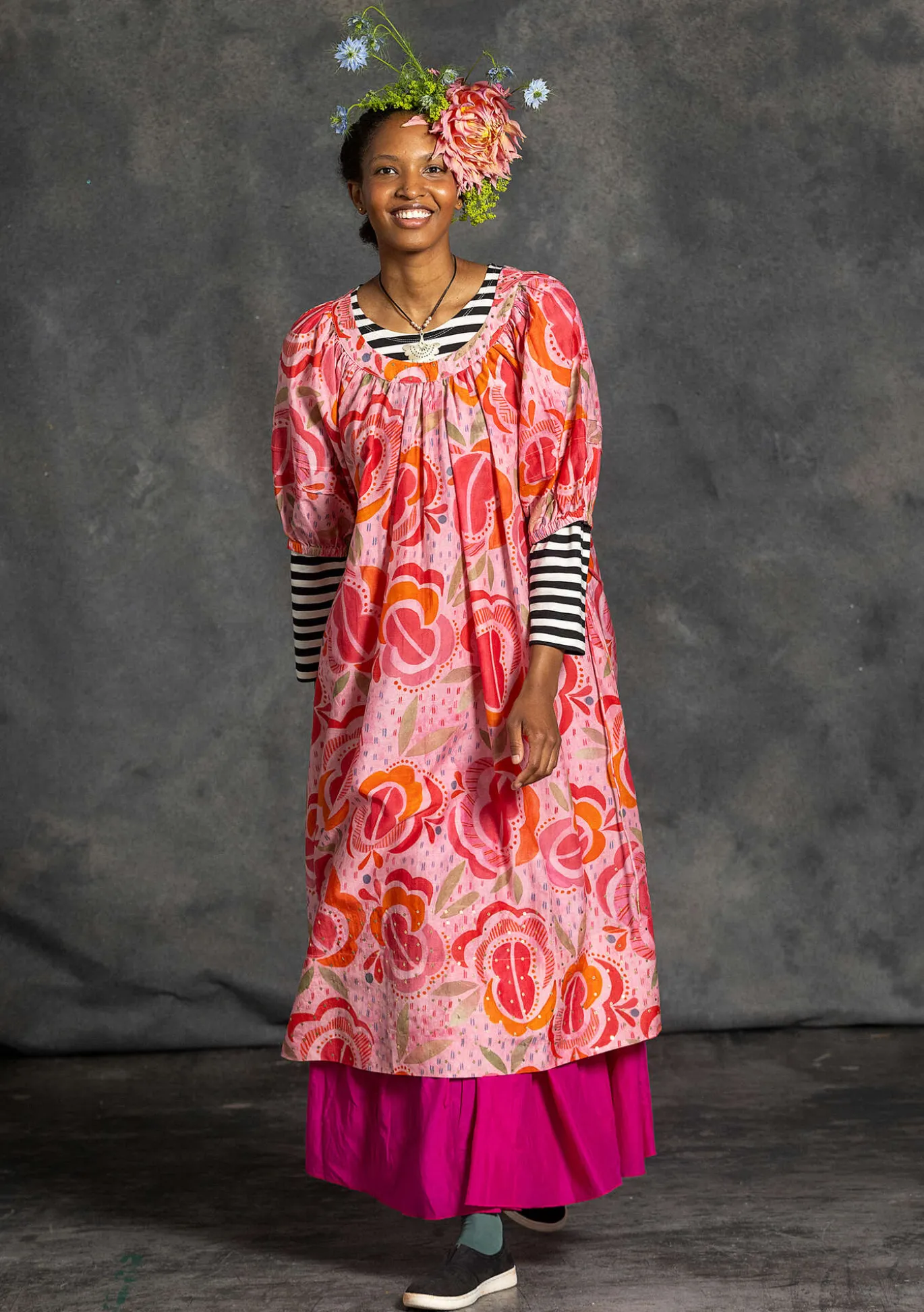 Webkleid „Great Rose“ aus Bio-Baumwolle/Seide